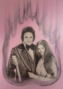 Sans titre (June & Johnny), gouache et fusain sur carton, 140x100cm, 2016